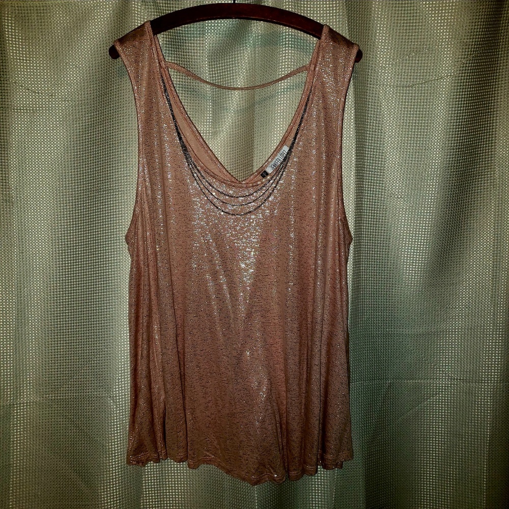 Pink Shimmer Tank with Silver Chain NWOT
